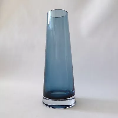 Buy Riihimaen Lasi Oy Vintage Glass Tapered Vase 1364 Riihimaki Finland Midnight Blu • 18£