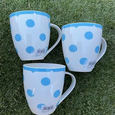 Buy 🌟CATH KIDSTON - Blue Polka Dot Large Mug - Approx 11cm - Fine China By Queens🌟 • 16£