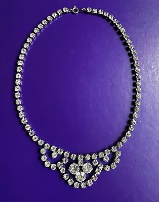 Buy 1950s 1960s Diamanté Necklace 15” Vintage  Very Good Condition • 15£