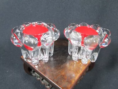 Buy Pair Of Lovely Vintage Reims France Glass Tealight & Candle Holders • 7.97£