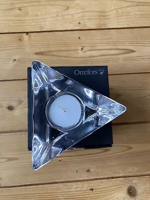 Buy Orrefors Glass Votive Candle Holder Triangular Swedish Glass BNWB • 16£