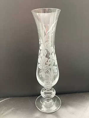 Buy Vintage Clear Glass Vase With A Frosted Floral Pattern 26 Cm High • 5£
