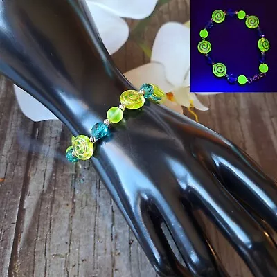 Buy Vaseline Bracelet 7'' Uranum Glass Czech Uranium Beads Women`s Jewelry • 32.62£
