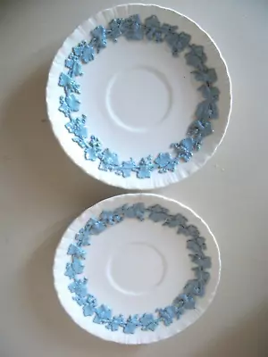 Buy TWO WEDGWOOD QUEENSWARE EMBOSSED BLUE On WHITE TEA SAUCERS 15 Cms • 10£