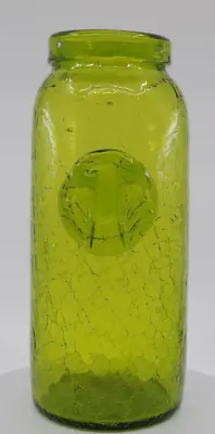Buy Blenko Americana Green Crackle Glass American Eagle Medallion Vase 12  7628 • 139.79£