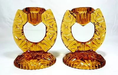 Buy Art Deco Glass Candlesticks C1930s Vintage • 44.99£