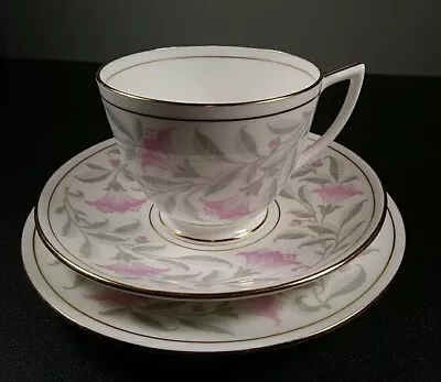 Buy Minton Petunia Tea Trio Cup Saucer Plate English Fine Bone Pink Gray • 10.04£