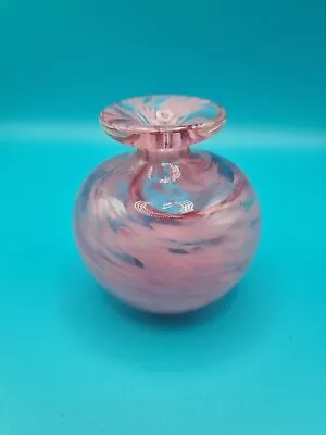 Buy Vintage Signed Mdina Pink Swirl Hand Blown Glass Miniature Vase • 10£
