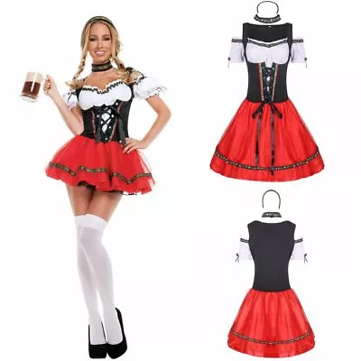 Buy Women Oktoberfest Dirndl Beer Maid Costume German Bavarian Fancy Dress Outfit UK • 12.98£