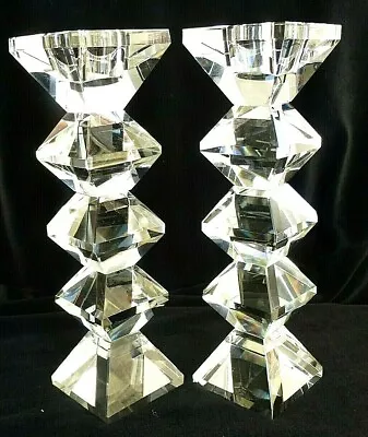 Buy Candle Sticks. Cut Glass.  Very Heavy  Prismatic Design.7.5 Ins. • 10£