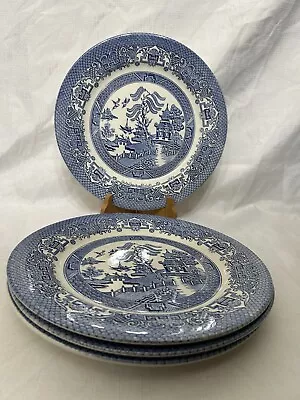 Buy Vintage English Ironstone Tableware Blue Willow Dinner Plates Lot Of 4 • 35.48£