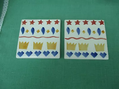 Buy 2 XWhittard Of Chelsea CERAMICS COASTERS - Stars And Crowns - Good Condition • 7.75£