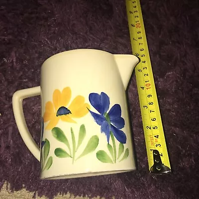 Buy Siltone Pottery Staffordshire Handpainted & Signed Jug Floral Blue & Yellow • 4.99£