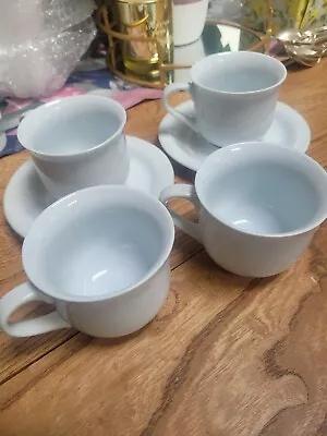 Buy Set Of 4 Plain White Fine Bone China Cup And Saucers • 15£