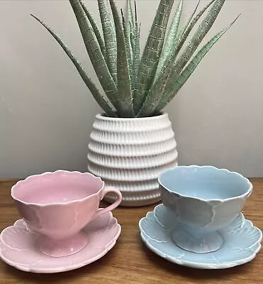 Buy Price & Kensington Pristine Pottery PETAL Blue & Pink Cup & Saucer X 2 Vintage • 24.99£