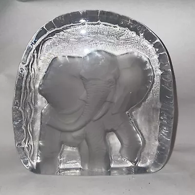 Buy Vintage Elephant Glass Paperweight Animal Ornament  - Part Frosted - 13x13x2 Cm • 7.49£