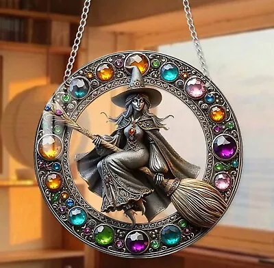 Buy Witch Suncatcher Door Sign Hanging Decoration Plaque Window Acrylic Decor 20cm • 7.99£