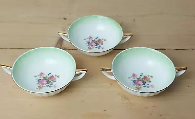 Buy Vintage Mayfair Pottery Set Of 3 Soup Bowls Coupes Bone China 1940s Pale Green • 9£