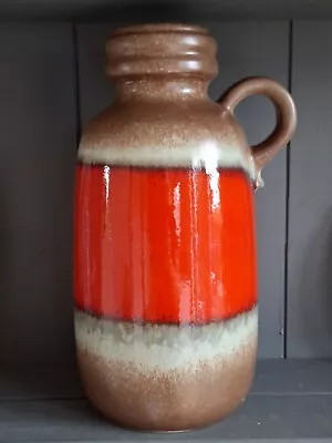 Buy West German Pottery Vase Scheurich 413-26 Fat Lava Red Brown Mid Century  • 38£