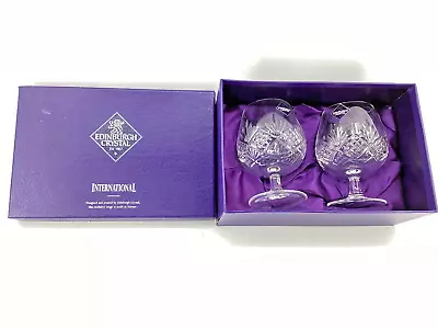 Buy Edinburgh Crystal Set Of 2 Brandy Balloon Glasses With Box • 29.99£
