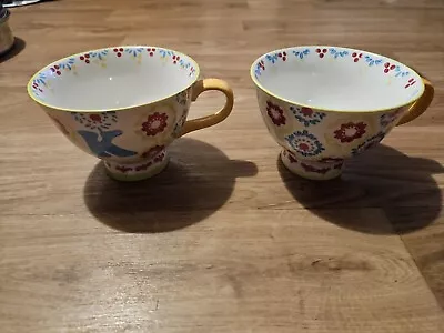 Buy Tesco Pair Of Soup Footed Mugs Fun Design Floral Handled  • 12£