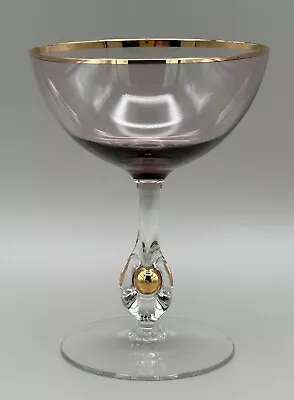 Buy Jozef Stanik  Zlata Zuzana  Golden Zuzana  Amethyst Coupe Champagne Glass 1950s • 18.63£