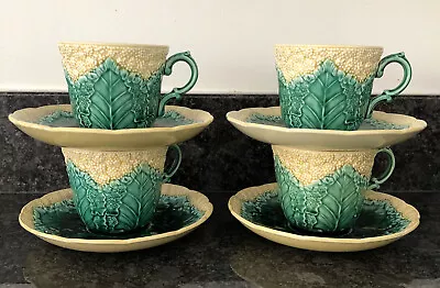 Buy Wedgwood Of Etruria & Barlaston Majolica 4 Sets Cauliflower Cups & Saucers. VGC • 237£