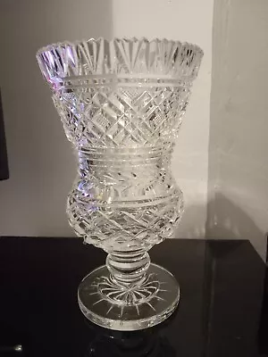 Buy Vintage Waterford Cut Crystal Pedestal Thistle Vase 10  Inch Tall Perfect  • 259£