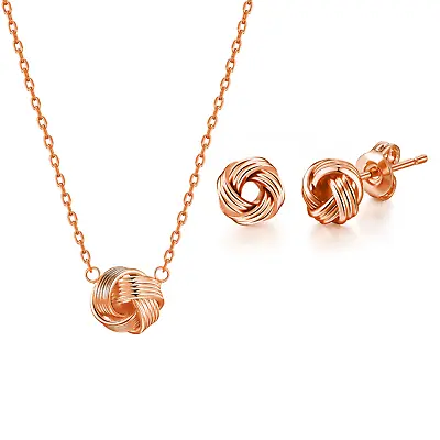 Buy Rose Gold Plated Love Knot Set • 12.99£