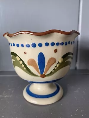 Buy Vintage Torquay Pottery Small Pedestal Cream Bowl Scandi Pattern • 6.95£
