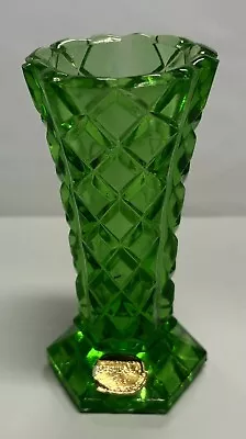Buy Small Green Bohemia Glass Vase. Excellent Condition Height 11cm • 7.99£