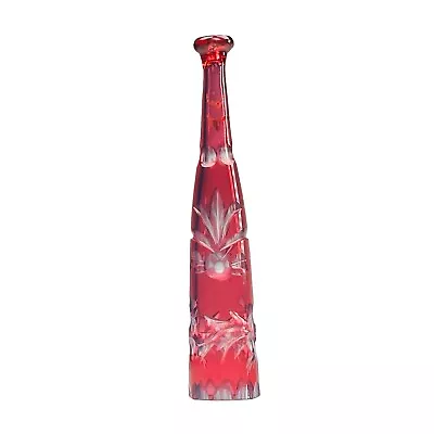 Buy Antique Cranberry Cut Glass Cheroot Victorian Etched L9cm Stourbridge Circa 1890 • 125£