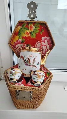 Buy Vintage Chinese Porcelain Tea Set With  Basket  • 89£