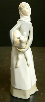 Buy Vintage Retired 1993 Lladro Girl Carrying Lamb Porcelain Figurine #4584 Excellen • 46.59£
