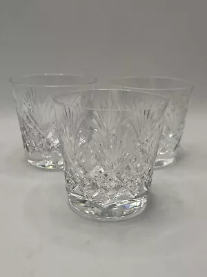 Buy 3 ROYAL DOULTON CRYSTAL JUNO WHISKY TUMBLERS, Fan Cut, Angled Sides, Marked • 15£