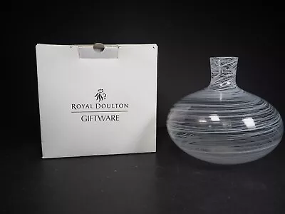 Buy Royal Doulton Art Glass White Spiral Low Vase Boxed • 24.99£