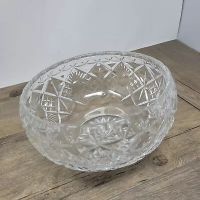 Buy Large Crystal Glass Fruit Bowl With Etched Design Vintage • 14.99£