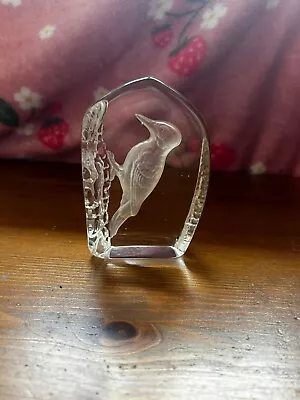 Buy Vintage Wedgwood Intaglio Engraved Woodpecker Bird Lead Crystal Glass Ice Block • 5£