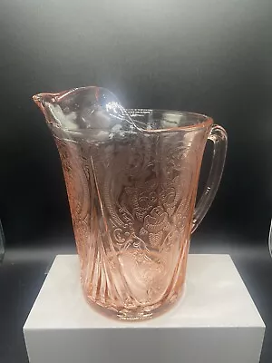 Buy Pink Royal Lace Pitcher Flat Bottom Hazel Atlas Depression Glass • 37.28£