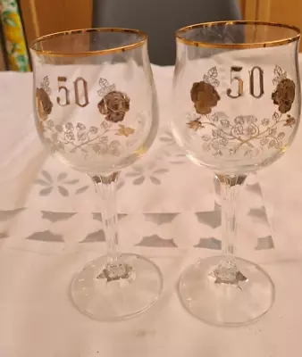 Buy Crystalex – Pair (2) Of 50th Anniversary Glasses - Bohemia Crystal, Czech • 12.99£