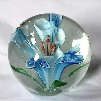 Buy Antique Beautiful English Made Blue Flower Paperweight. • 28£