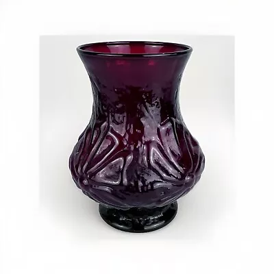 Buy Vintage Anchor Hocking Embossed Rainflower Royal Ruby Red 5.5 H Glass Vase • 10.24£