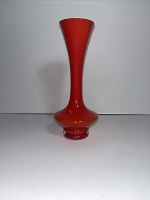 Buy Vtg Red Modernist Cased Glass Bottle Vase Danish Modern Scandinavian Style • 30.75£