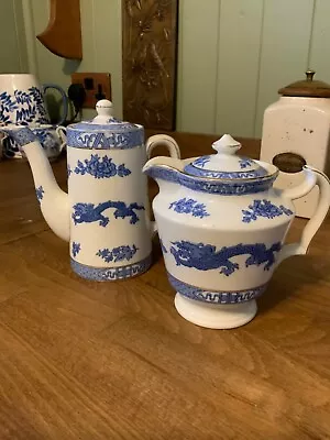 Buy Pair Of Lidded Vintage Cauldon Chinese Dragon Blue And White Coffe And Water Pot • 15£