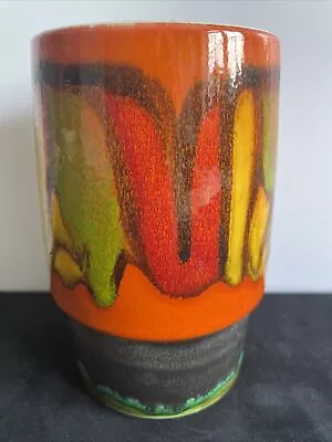 Buy Poole Pottery Orange Ground Waisted Vase Signed Beverley Mantel 1974 No 83 Model • 35£