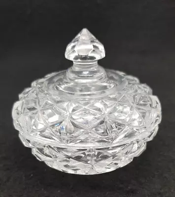 Buy Vintage Cut Glass Lidded TRINKET Pot. • 7£