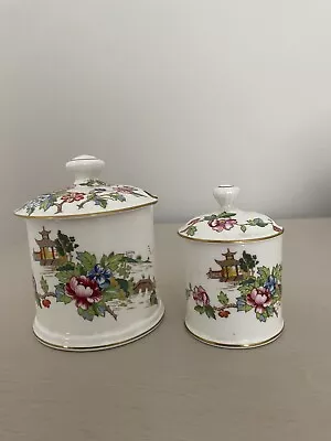 Buy Crown Staffordshire Fine Bone China Pagoda Floral Design. 2 Condiment Jars • 35£