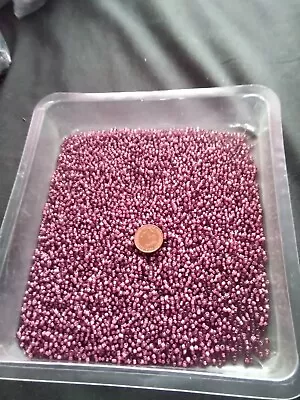 Buy 200 Gram Of Size 8 Pink Pink Lined Glass Seed Beads NEW • 2.70£