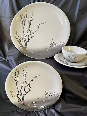Buy (4) Piece Brock California Hand Painted Pottery MANZANITA Dinnerware Set • 37.27£