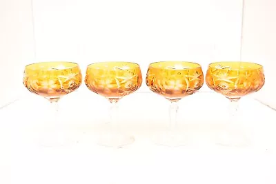 Buy Nachtmann Traube Champagne/Tall Coupe Saucer Sherbet Amber Cut To Clear Stemware • 183.94£